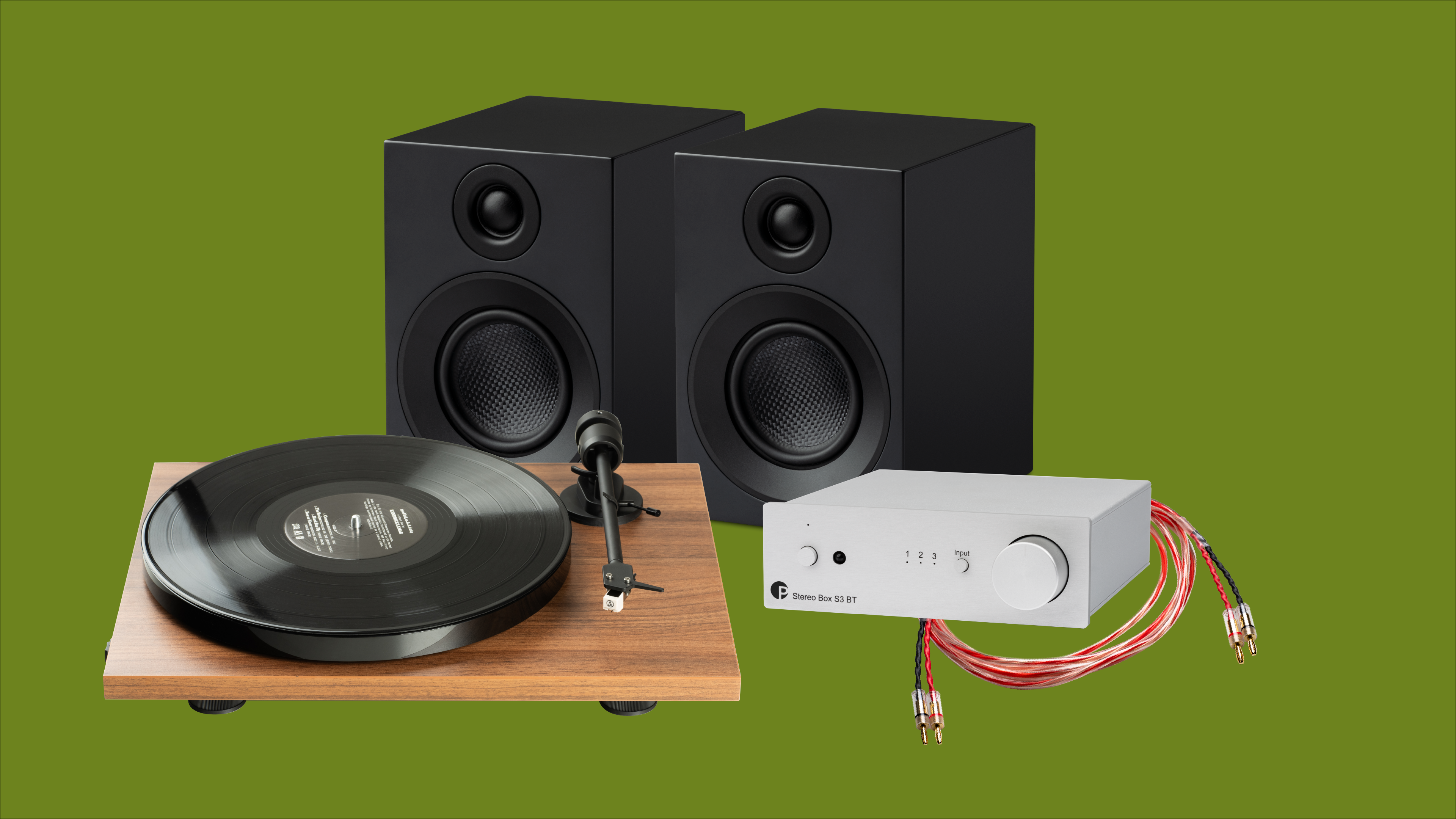 Conjunto 2 Tornamesa, Amplificador, Cables & Altavoces Alta Fidelidad, sistema hifi accesible costa rica, conjunto stereo para tornamesa y vinilos